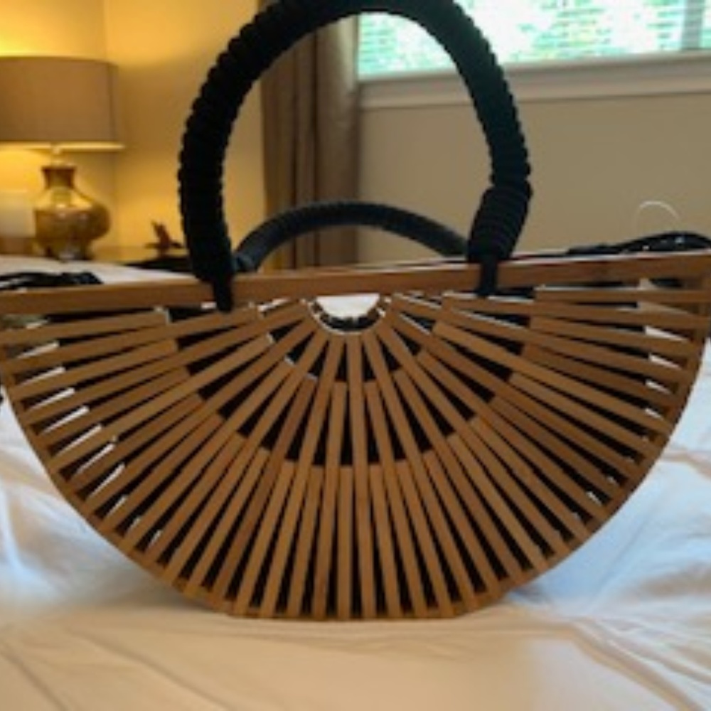 Topshop Crete Wooden Grab Bag -Nude Multi